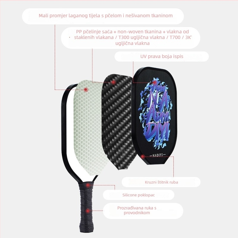 Set pickleball palica od fiberglasa, 220 g, Napyi, pakiranje po potrebi