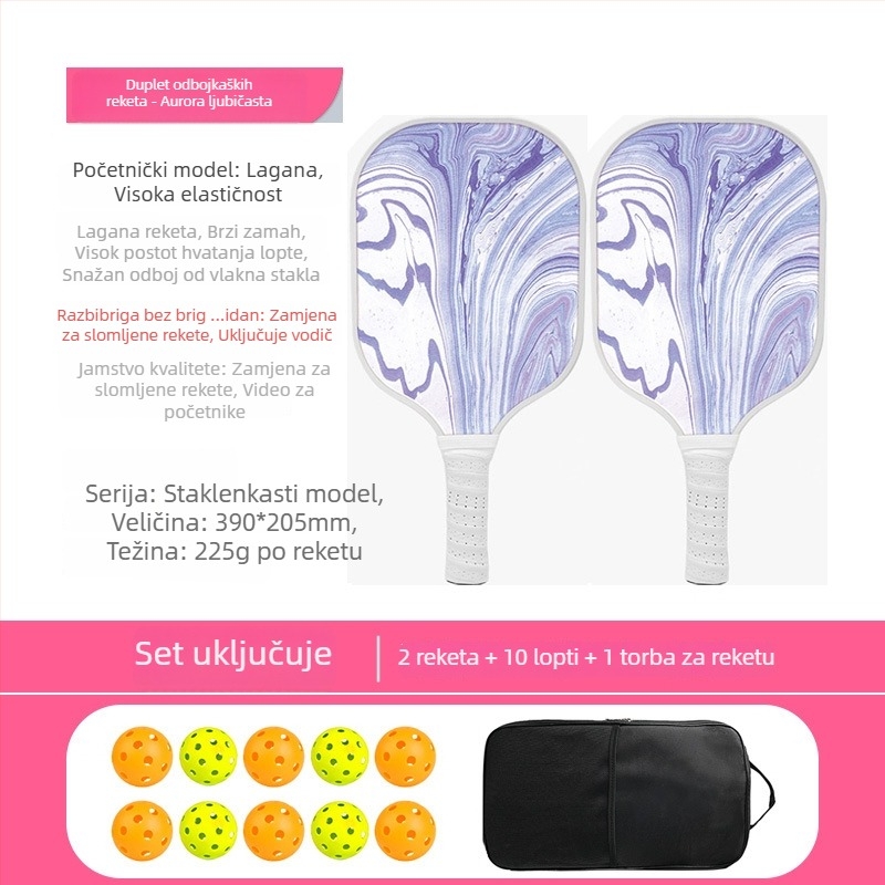 Set pickleball reketa od stakloplastike s honeycomb jezgrom, marka Ugin, težina 500 g