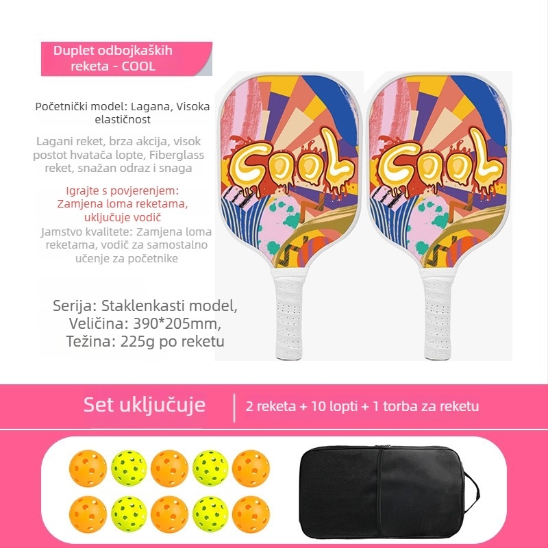 Set pickleball reketa od stakloplastike s honeycomb jezgrom, marka Ugin, težina 500 g