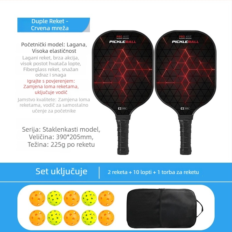Set pickleball reketa od stakloplastike s honeycomb jezgrom, marka Ugin, težina 500 g
