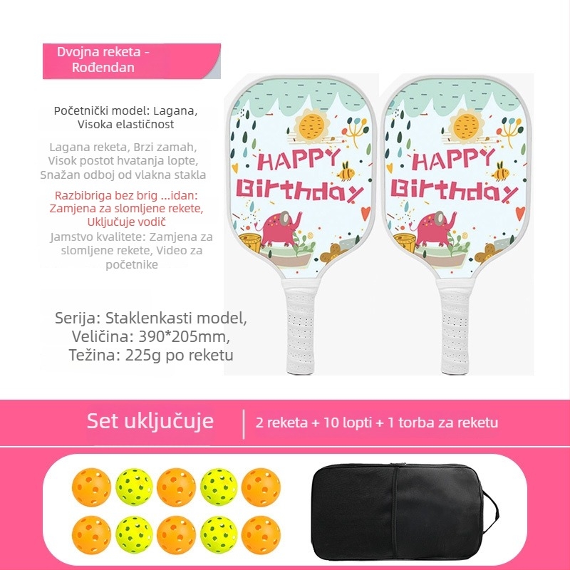 Set pickleball reketa od stakloplastike s honeycomb jezgrom, marka Ugin, težina 500 g