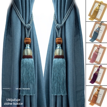Set kuglica za zavjese (2 kom.), s kukicama, materijal: tkanina, stil: jednostavan i moderan | Marka: Other