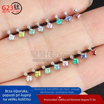 Set nakita za piercing od titanijevog legura s cirkonomijom – geometrijski unisex naušnice, nosni štapići i usni pirsing, unutarnji navoj, čistoća G23