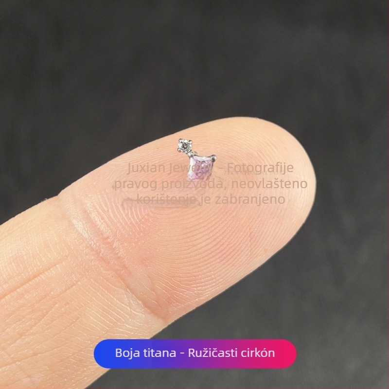 Set nakita za piercing od titanijevog legura s cirkonomijom – geometrijski unisex naušnice, nosni štapići i usni pirsing, unutarnji navoj, čistoća G23