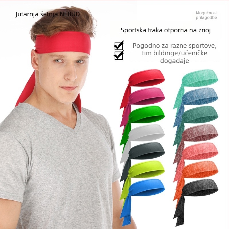 Unisex tenis headband s podesivim remenom, poliester, upija znoj, za vanjske sportove