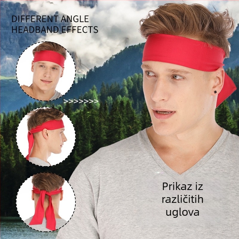 Unisex tenis headband s podesivim remenom, poliester, upija znoj, za vanjske sportove