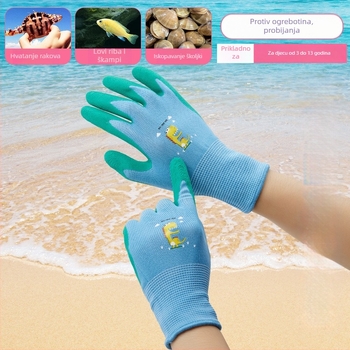 Dječje rukavice za plažu i ronjenje, za traženje uz obalu i hvatanje rakova, zaštita od stiskanja i bodlji, vodootporne — Materijal: svila s cvjetnim uzorkom; Kategorija: rukavice za plivanje