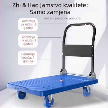 Višenamjenski ručni kolica s preklopnom ravnom platformom; mesing + elektro-bijelo čelik; srebrna uložba; zimsko izdanje 2022