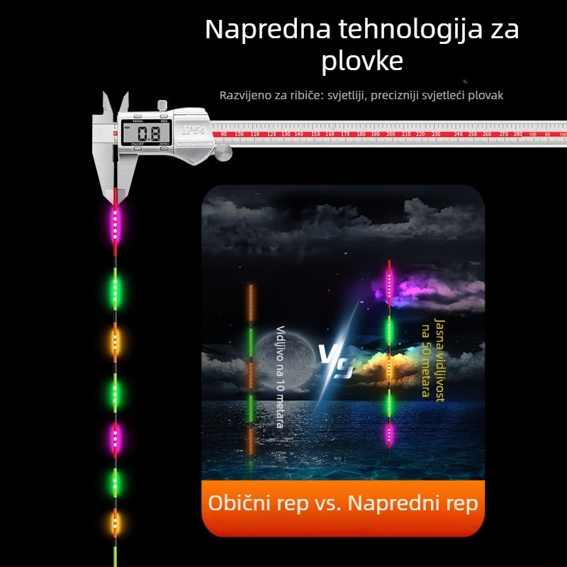 LED svjetleći plovak za ribolov s mogućnošću promjene boje, dan/noć