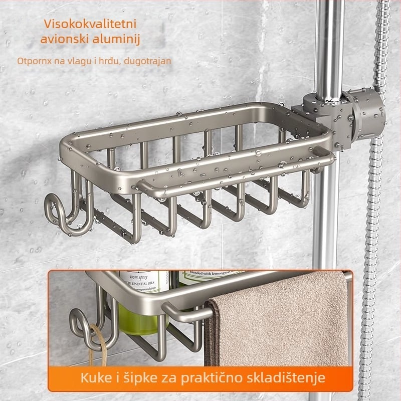 Police za kupaonicu za pohranu, od aluminijske legure, oksidativna površinska obrada, nosivost 10-15 kg, 1 etaža, model PTT-SLTZWJ-QH-A