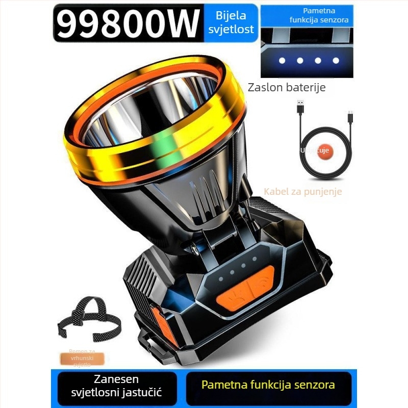 Čelna lampica 985 – baterija 18650, vodootporna, domet 1000 m, trajanje osvjetljenja 24 h