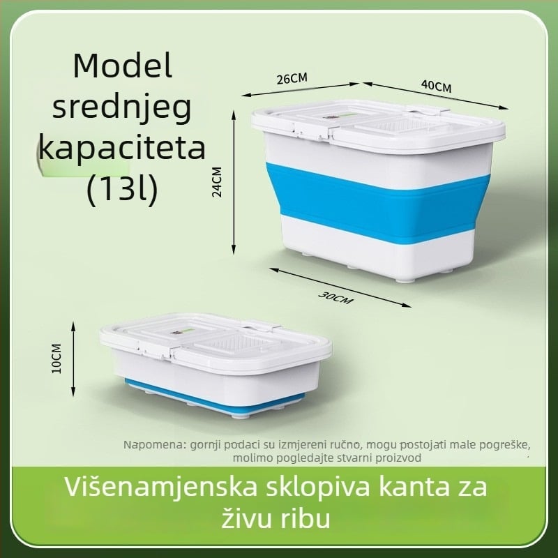 Dvostruka kanta za ribolov u potoku s aeracijom, za žive ribe, velik kapacitet