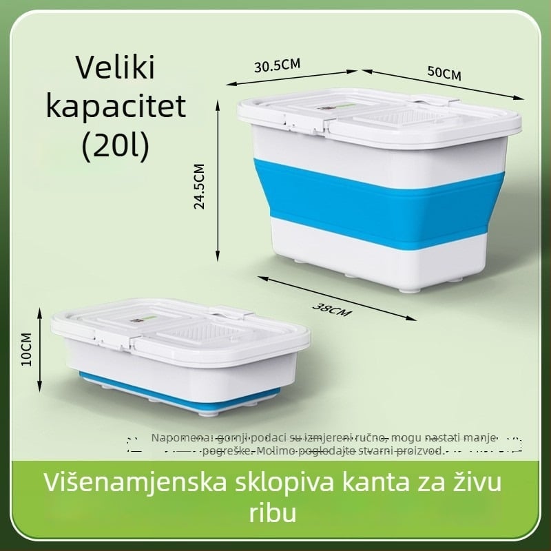 Dvostruka kanta za ribolov u potoku s aeracijom, za žive ribe, velik kapacitet