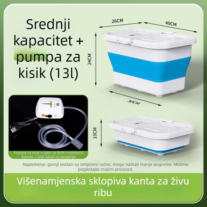 Dvostruka kanta za ribolov u potoku s aeracijom, za žive ribe, velik kapacitet