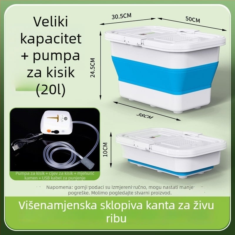 Dvostruka kanta za ribolov u potoku s aeracijom, za žive ribe, velik kapacitet