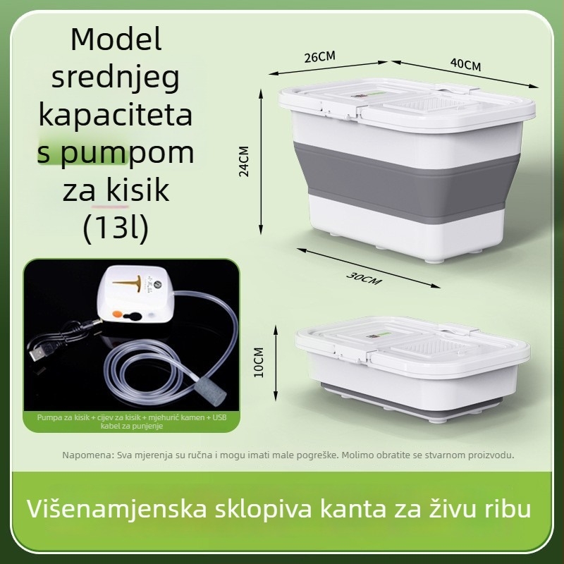 Dvostruka kanta za ribolov u potoku s aeracijom, za žive ribe, velik kapacitet