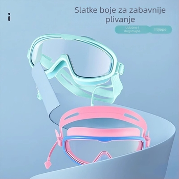Set plivačkih naočala za djecu s velikim okvirom i kapom za plivanje, leće PC, anti-fog, vodootporno