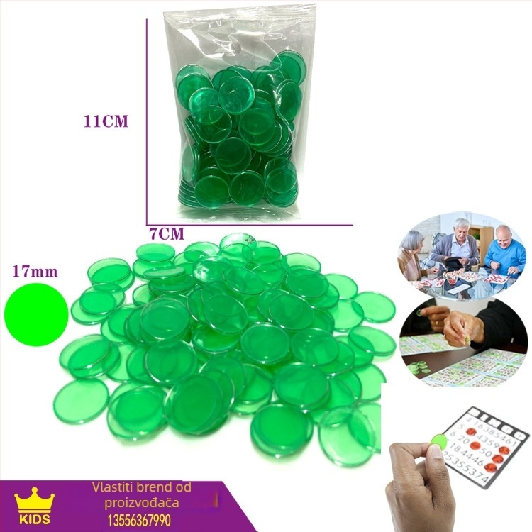 Set čipova za bingo – okrugli plastični diskovi PS, 17 komada