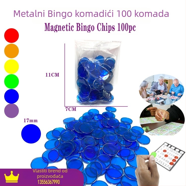 Set čipova za bingo – okrugli plastični diskovi PS, 17 komada