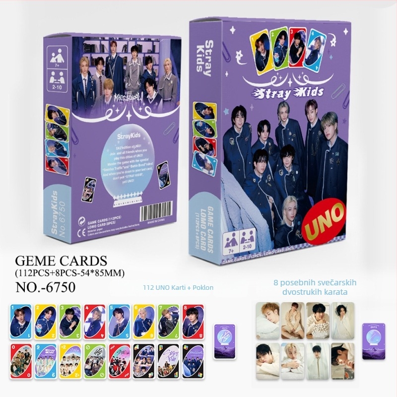Set od 120 UNO karata s GOT7, SK, IVE, GIDLE i EN – K-pop zvijezde kartice za igru