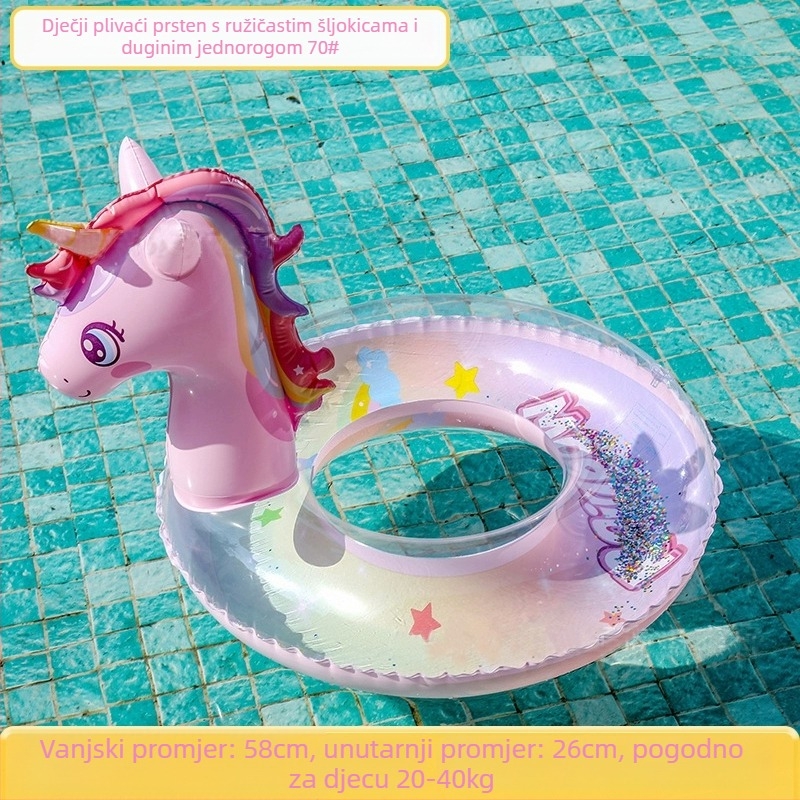 Prsten za plivanje sirena za djecu, debeli dizajn, dizajn za pazuh, protiv prevrnutja, materijal od svile s cvjetnim uzorkom, uzorak 69850