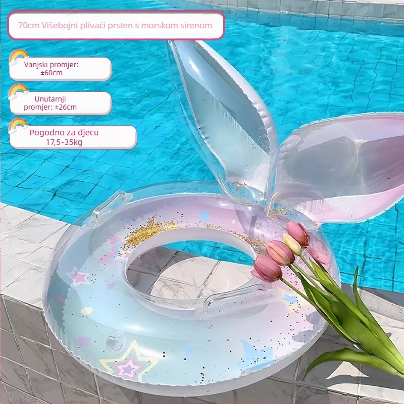 Prsten za plivanje sirena za djecu, debeli dizajn, dizajn za pazuh, protiv prevrnutja, materijal od svile s cvjetnim uzorkom, uzorak 69850