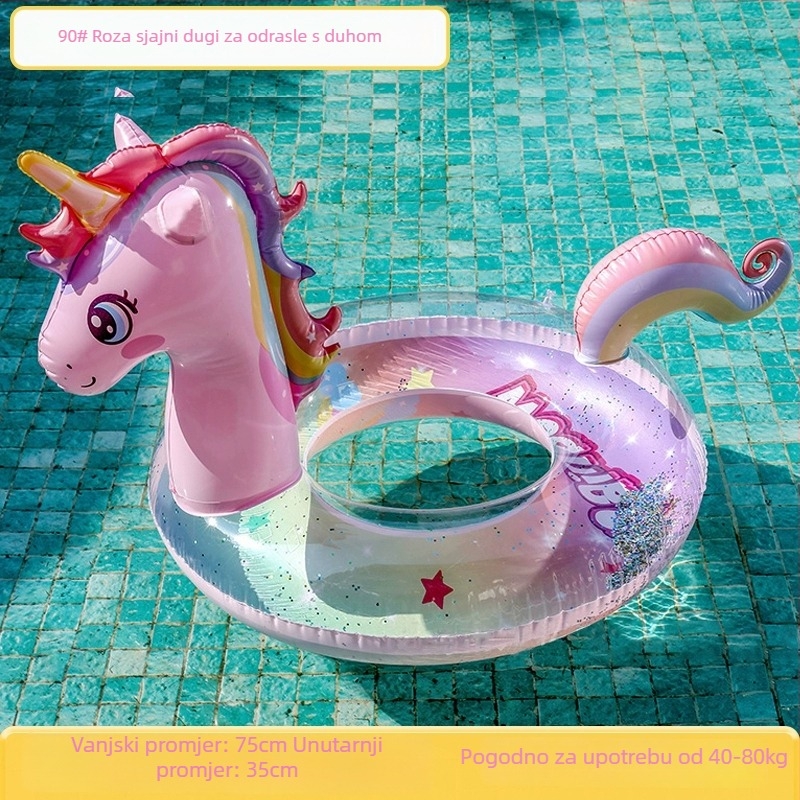 Prsten za plivanje sirena za djecu, debeli dizajn, dizajn za pazuh, protiv prevrnutja, materijal od svile s cvjetnim uzorkom, uzorak 69850