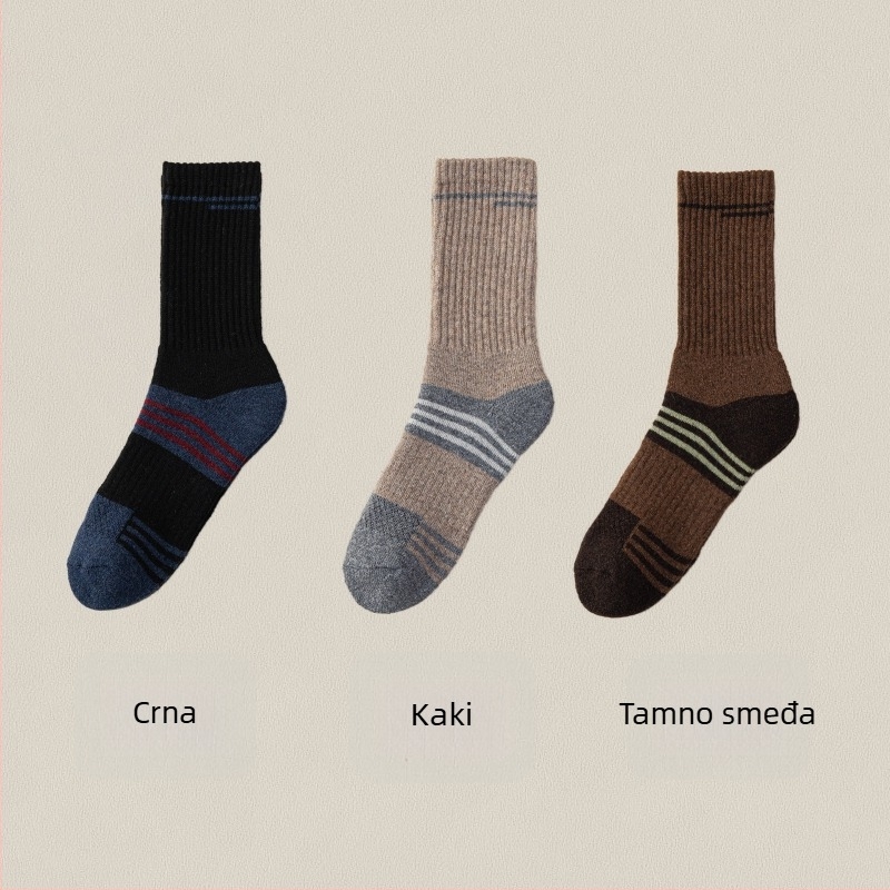 Muške Merino vunene skijaške čarape – visok tube, bezšivne konstrukcije, brzo sušenje, protiv klizanja, protiv trenja, 30–50% Merino vlakna, 96-iglа pletenja, za jesen i zimu