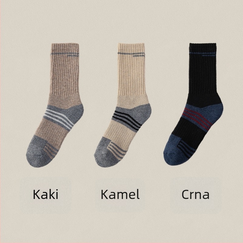 Muške Merino vunene skijaške čarape – visok tube, bezšivne konstrukcije, brzo sušenje, protiv klizanja, protiv trenja, 30–50% Merino vlakna, 96-iglа pletenja, za jesen i zimu