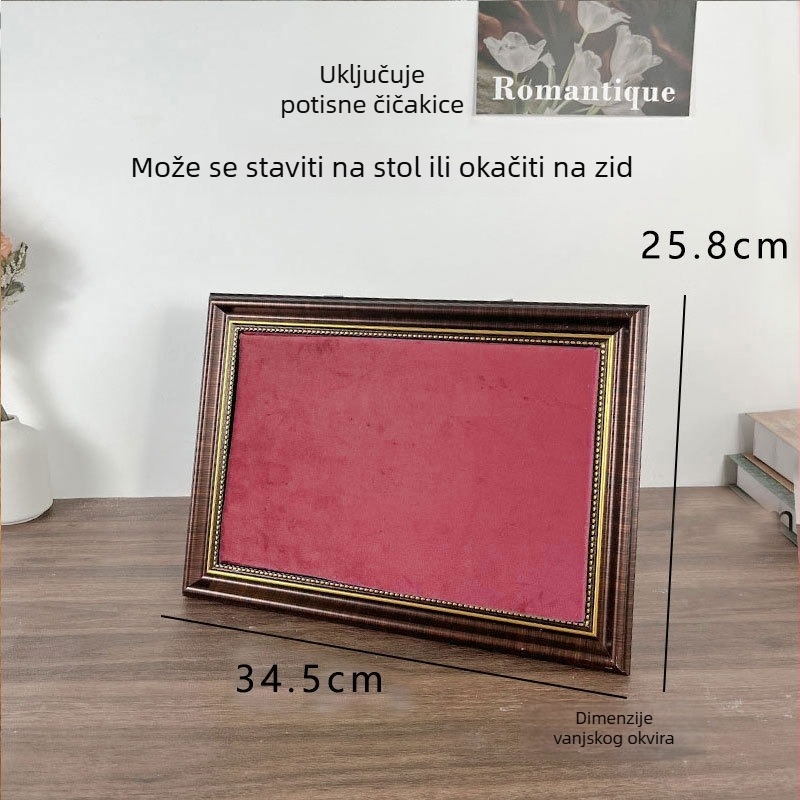 Jedno-dijelni okvir za izlaganje nakita na zid – nordijskog stila, PS okvir s flanelom, ručna izrada, za ogrlice, naušnice i narukvice
