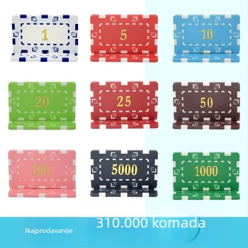 Pravokutne kartice debele s nominalnom vrijednošću za prostorije Mahjonga i Pokera, žetoni Texas Hold'em