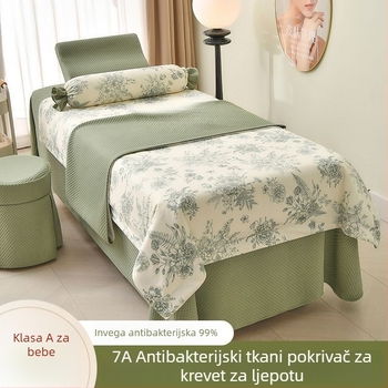 Premium minimalistički set prekrivača za krevet za kozmetički salon, 4 komada, za sve sezone, bambus vlakna, jednobojan ili s cvjetnim uzorkom.