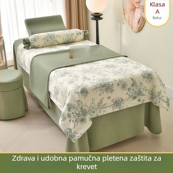 Premium minimalistički set prekrivača za krevet za kozmetički salon, 4 komada, za sve sezone, bambus vlakna, jednobojan ili s cvjetnim uzorkom.