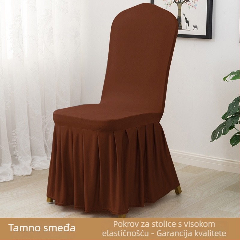 Elastično pokrivalo za stolicu s plisiranom suknjom, poliester, visoka toplinska otpornost, jednostavan moderan stil, jednostavan uzorak, kvadratni oblik