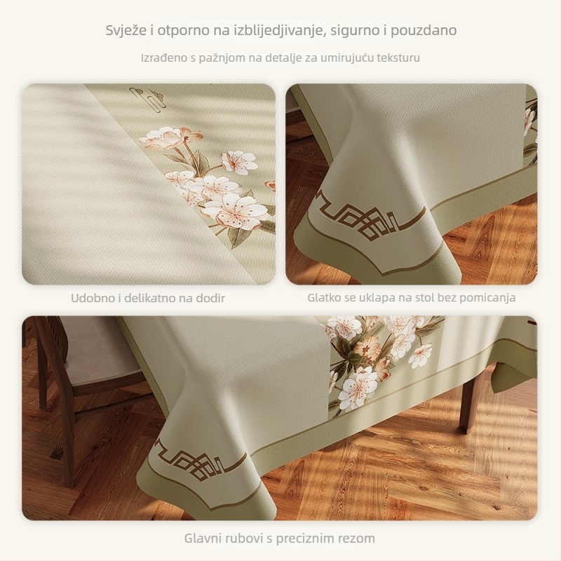 Stolnjak u novom kineskom stilu, vodootporan PVC, pravokutnog oblika, cvjetni uzorak