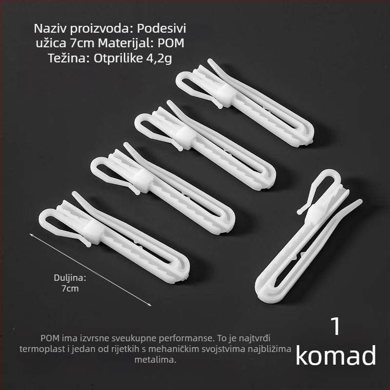 Plastična kukica za zavjese, S-oblik dizajna, POM materijal, tih i podesiv, nosivost 0-1 kg