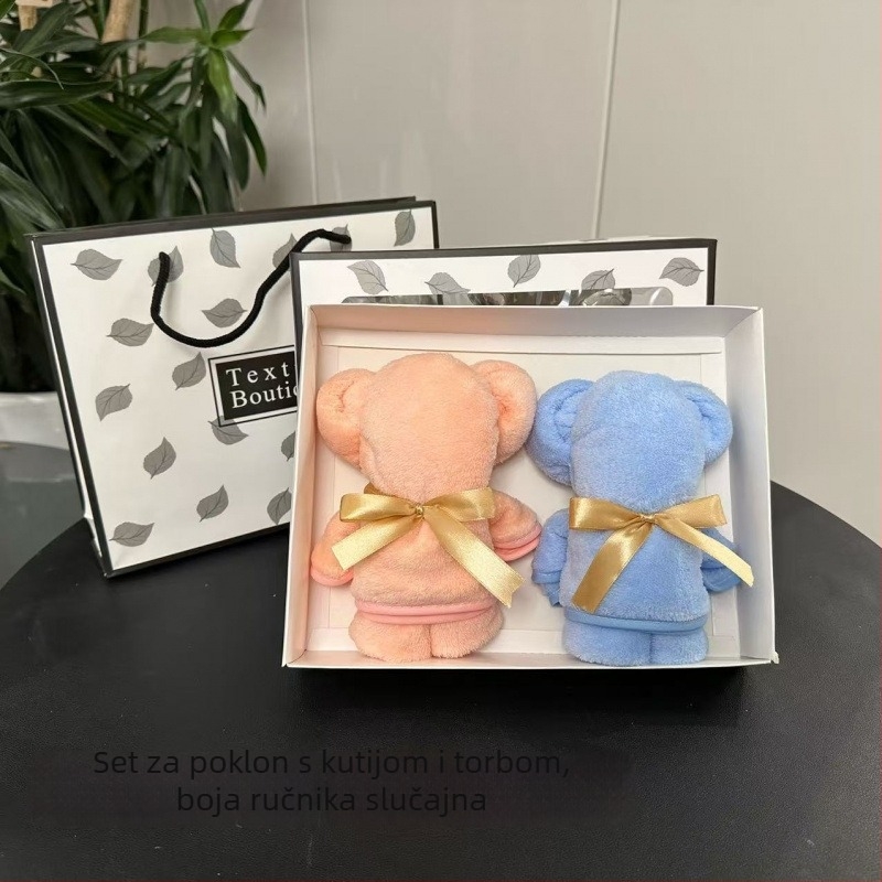Ručník s motivom medvjeda – upijajući, debeli; svadbeni suvenir, težina 200 g ili više, proizvodni postupak: tisak, Jacquard