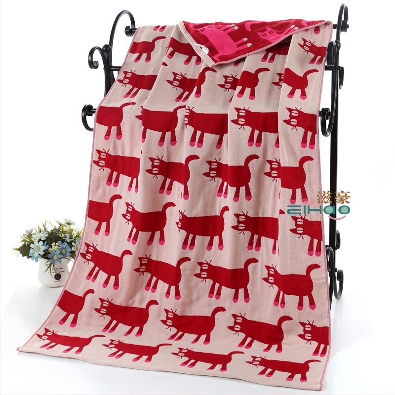 Zihao YZ ručnik za kupanje, trostruki sloj pamuk gazasti ručnik, za odrasle i djecu, 320 g, 32 niti, završna obrada Jacquard