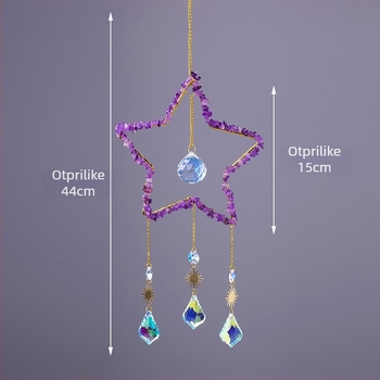 Kristalni sun catcher s petokrakom zvijezdom — viseći ukras za vrt, Runyangshi kristalni kamen, moderan minimalistički stil, poklon spreman