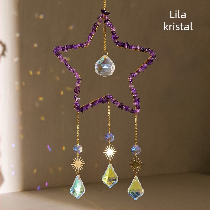 Kristalni sun catcher s petokrakom zvijezdom — viseći ukras za vrt, Runyangshi kristalni kamen, moderan minimalistički stil, poklon spreman