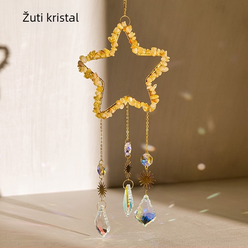 Kristalni sun catcher s petokrakom zvijezdom — viseći ukras za vrt, Runyangshi kristalni kamen, moderan minimalistički stil, poklon spreman