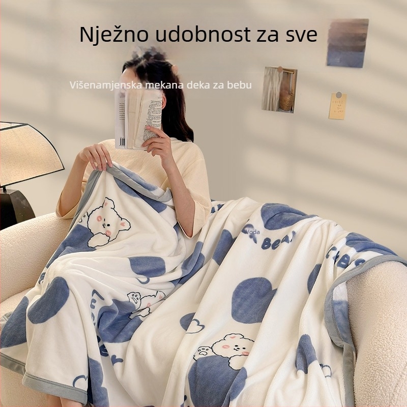 Zimska deka od koralnog velura, 100% poliester, geometrijski uzorak, težina 320 g