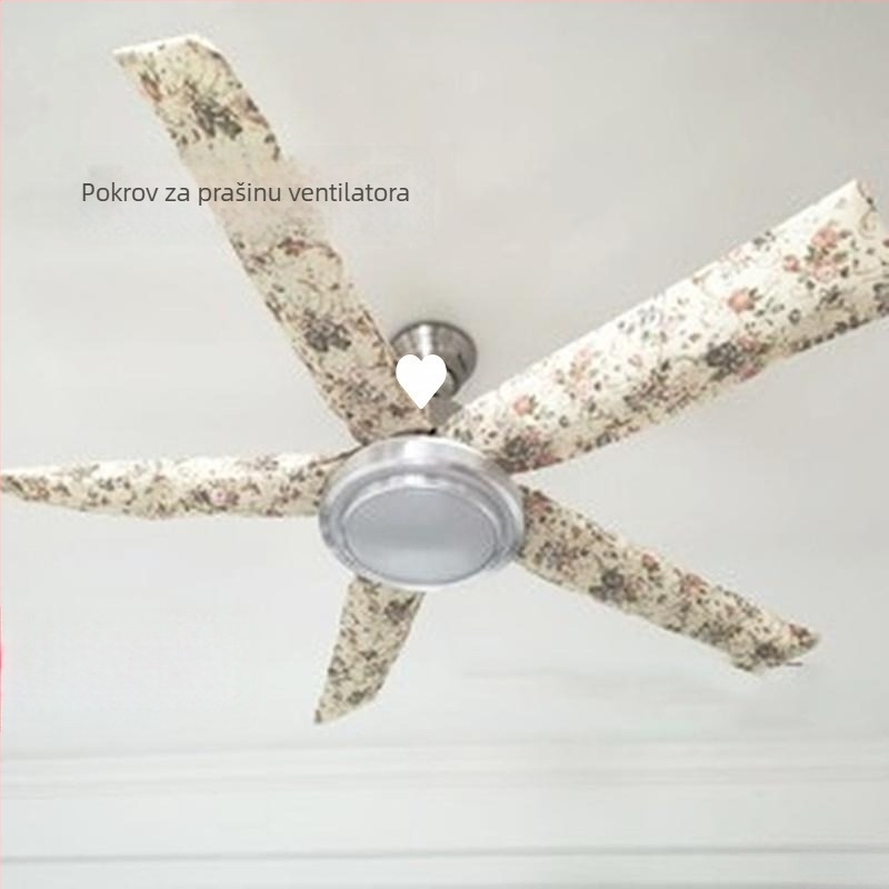 Navlaka za prašinu za trojlamelni stropni ventilator, tiskana tkanina s uzorkom, potpuno pokrivanje, otpornost na mrlje