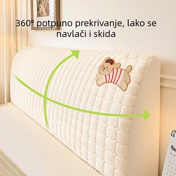 Navlaka za naslon kreveta od oblacnog baršuna, elastična, otporna na prašinu, skidiva i strojno prati, kompatibilna s drvenim naslonom