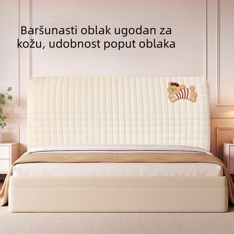 Navlaka za naslon kreveta od oblacnog baršuna, elastična, otporna na prašinu, skidiva i strojno prati, kompatibilna s drvenim naslonom