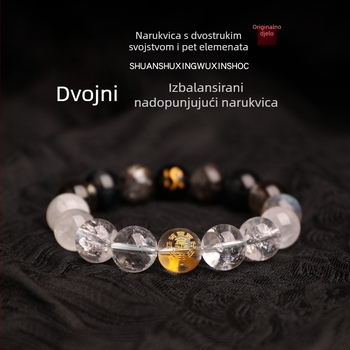 Narukvica od kristala pet elemenata — unisex, polirani prirodni kristali, Spring 2025, brend Sincerity Stone