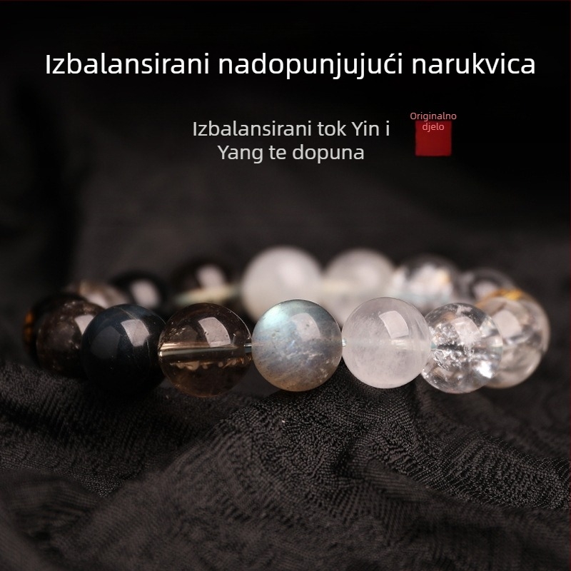 Narukvica od kristala pet elemenata — unisex, polirani prirodni kristali, Spring 2025, brend Sincerity Stone
