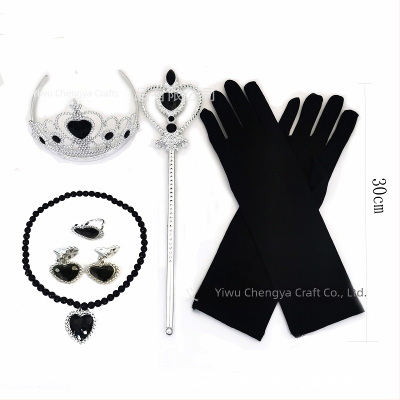 Set princeze: dodaci za odijevanje – kruna, čarobna štapić i rukavice; citrin kristali, plastika/smola materijal