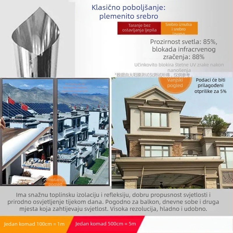5 m izolacijski film za prozor – zaštita od sunca i privatnosti, folija za staklo balkon