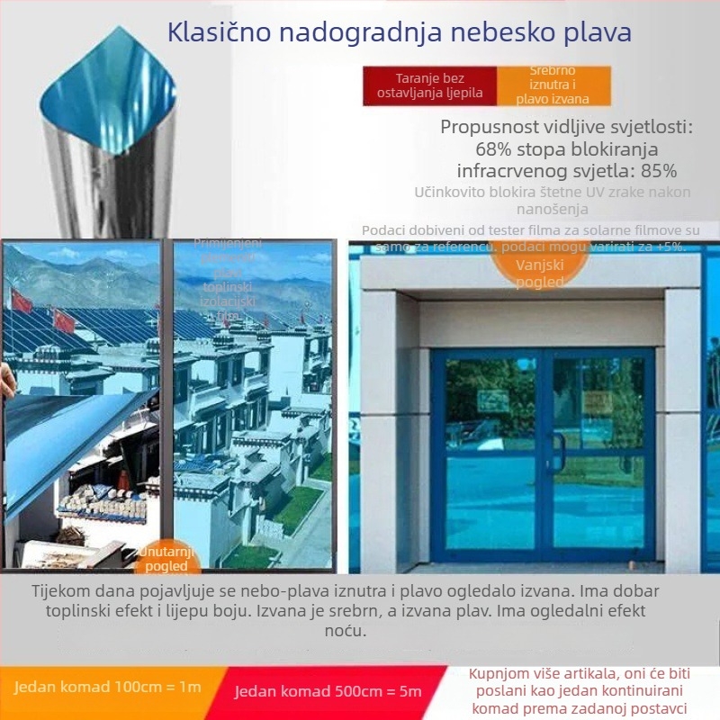 5 m izolacijski film za prozor – zaštita od sunca i privatnosti, folija za staklo balkon